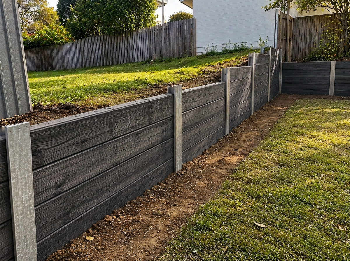 Concrete Sleeper Retaining Wall Installation